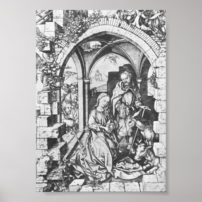 Die Geburt Jesu (von Martin Schongauer) Poster (Vorne)