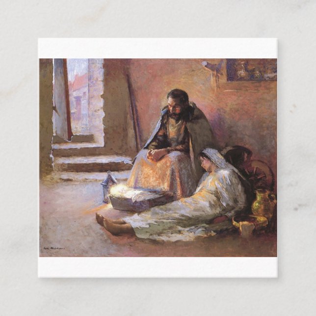 Die Geburt von Gari Melchers Quadratische Visitenkarte (Vorderseite)