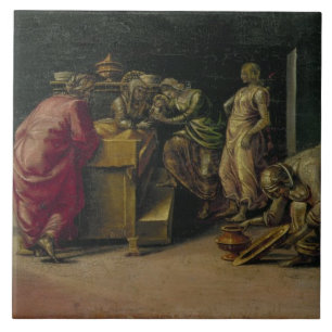 Die Geburt von Johannes der Baptist (Öl auf Fliese