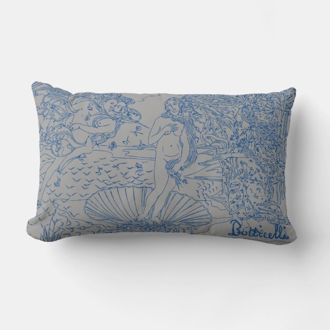 Die Geburt von Venus Sandro Botticelli Blue Gray Lendenkissen (Vorderseite)