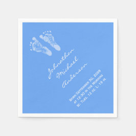 Die Geburtsankündigung von Boy Blue Baby Footprint Serviette