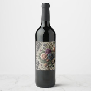 Die Geburtstagsfeier – Gothic Victorian Floral Weinetikett