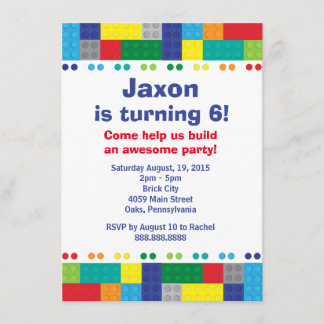 Die Geburtstagsparty des "Stacking Bricks Boy" Einladung