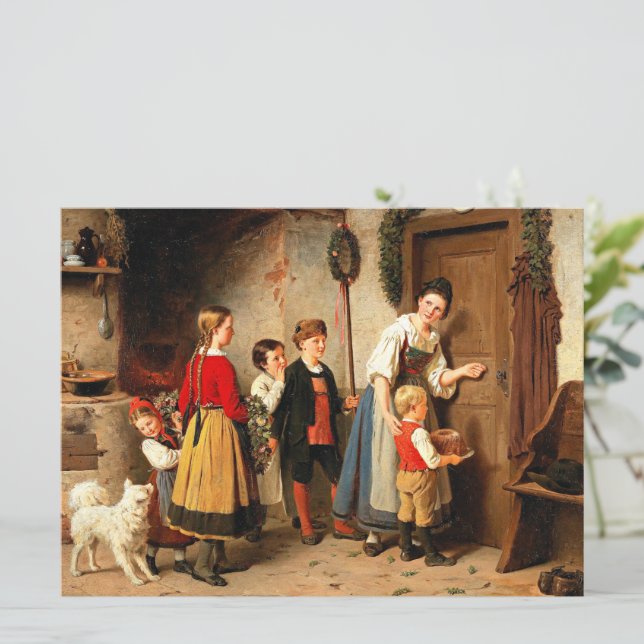 Die Geburtstagstorte, Vintage Kunstmalerei, Karte (Stehend Vorderseite)