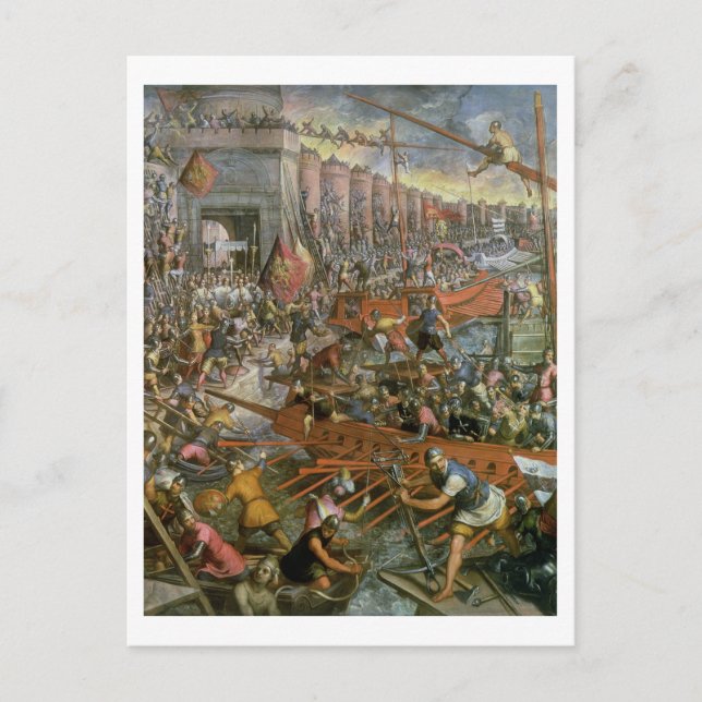 Die Gefangennahme von Konstantinopel im Jahr 1204  Postkarte (Vorderseite)