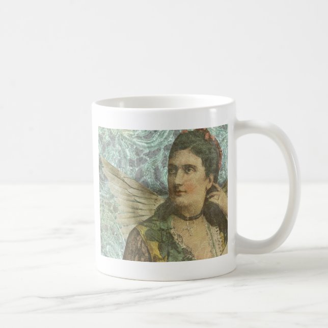 Die geflügelte Dame Digitale Collage Kaffeetasse (Rechts)