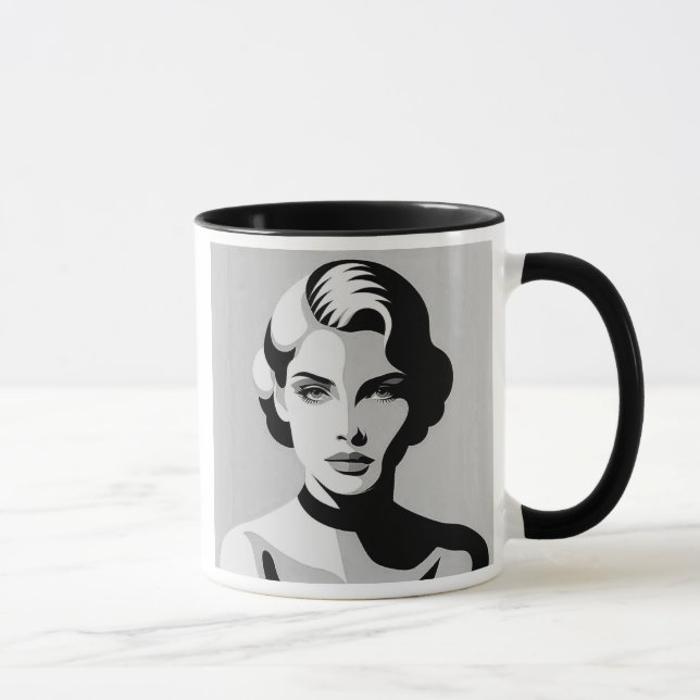 Die gegensätzliche Eleganz eines mysteriösen Gesic Tasse (Rechts)
