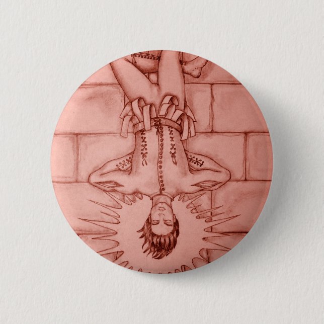Die gehangene Mann-Tarot-Karte Button (Vorderseite)