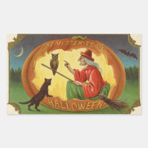Die Geheimnisse der Halloween-Hexe Vintag Rechteckiger Aufkleber