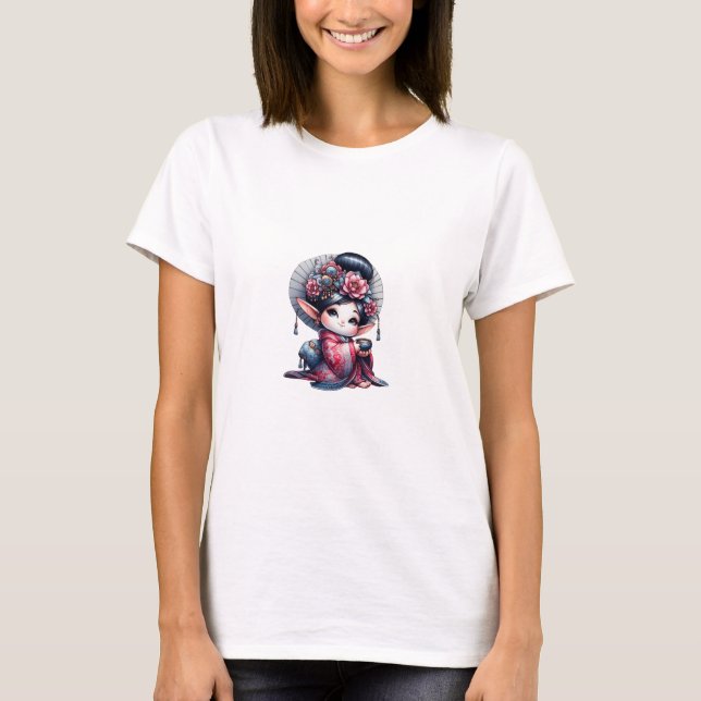 Die Geisha Gnome Illustration T-Shirt (Vorderseite)