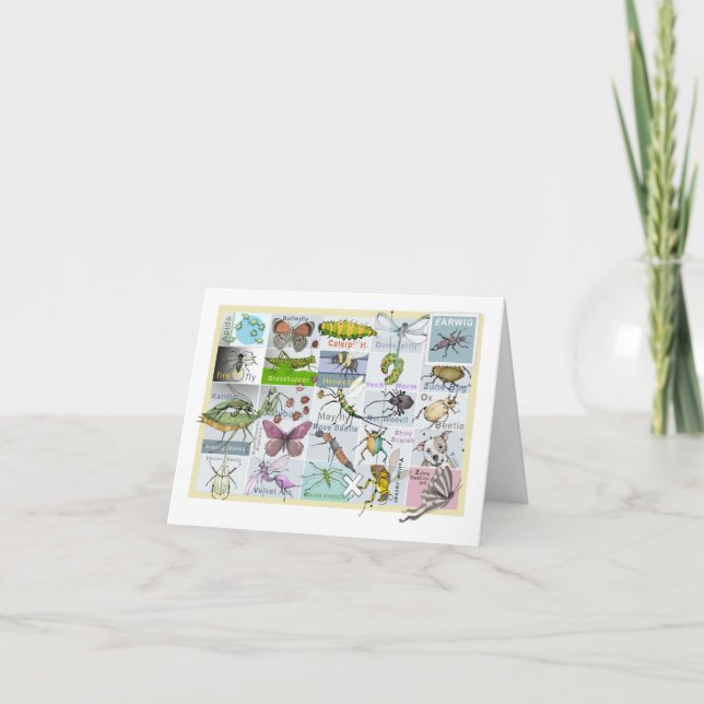 Die geklappte Grußkarte des Insekts Alphabet Karte (Vorderseite)