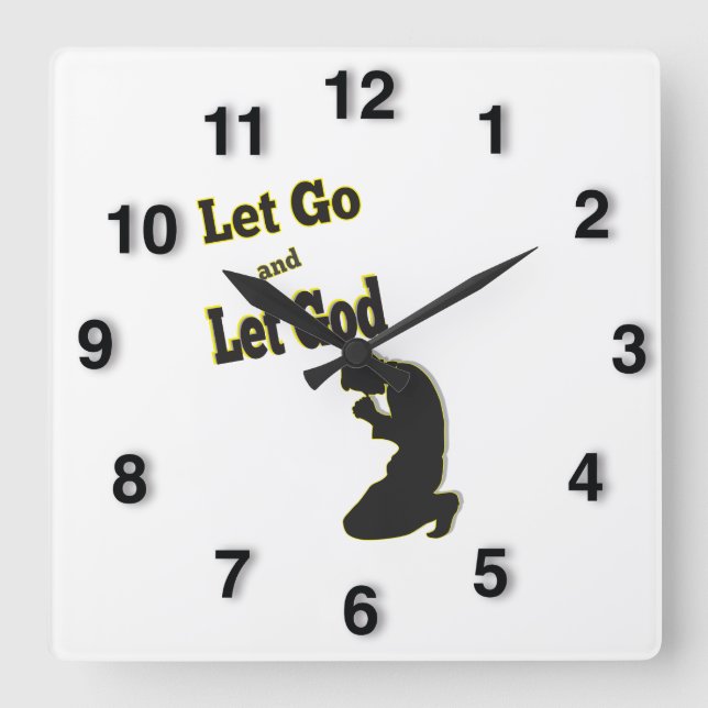 Die gelassene Silhouette gehen gelassener Quadratische Wanduhr (Vorderseite)