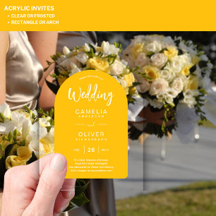 Die gelbe Akryllische Hochzeit lädt zur modernen Z Acryleinladungen