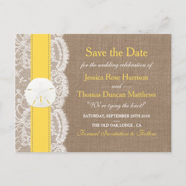 Die Gelbe Dollar-Kollektion Save the Date Ankündigungspostkarte (Vorderseite)