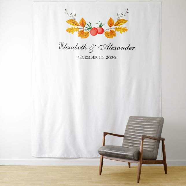 Die gelbe Herbstkulisse Hintergrund der Hochzeit i Wandteppich (Beispiel)