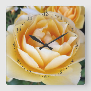 Die gelbe Rose Quadratische Wanduhr