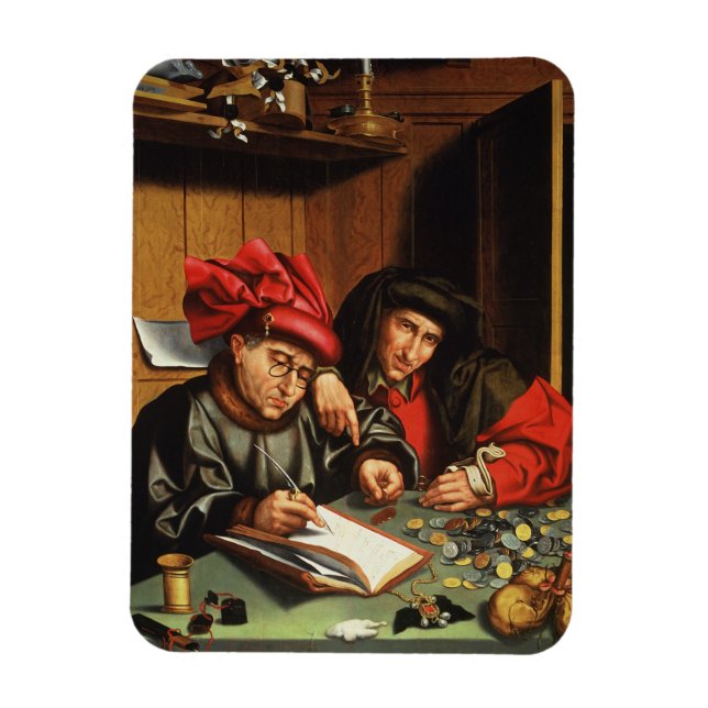 Die Geldverleiher (Öl auf Eichenplatten) Magnet (Vertikal)