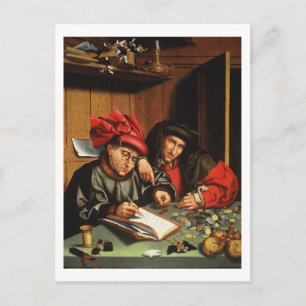 Die Geldverleiher (Öl auf Eichenplatten) Postkarte