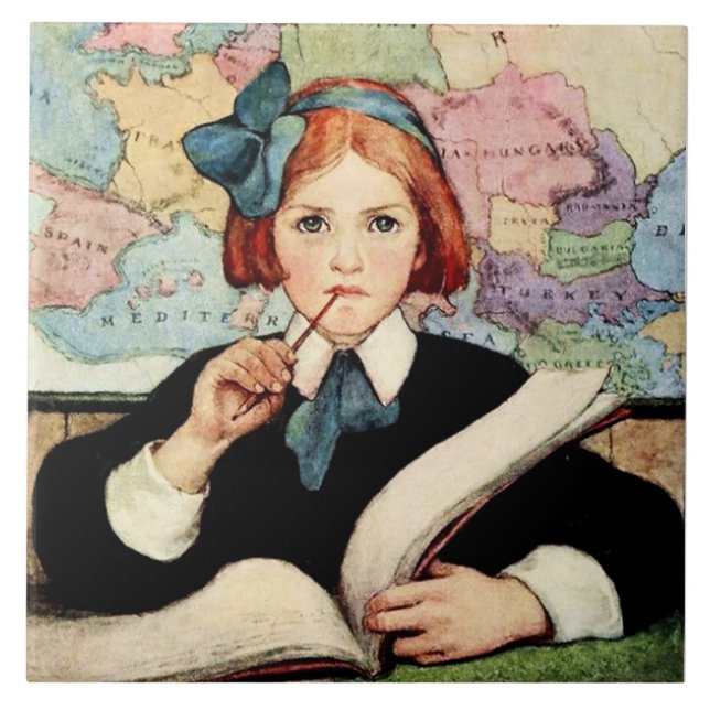 Die Gelehrte von Jessie Willcox Smith Fliese (Vorderseite)