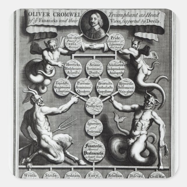 Die Genealogie des antichristlichen Olivers Quadratischer Aufkleber (Vorderseite)