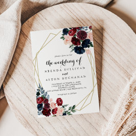 Die geometrische Hochzeit der Burgunder Marine Einladung