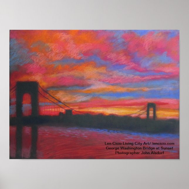 Die George Washington Bridge bei Sunset Poster (Vorne)