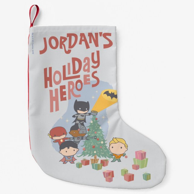 Die Gerechtigkeitsliga Chibi Holiday Tree Decorati Kleiner Weihnachtsstrumpf (Vorderseite)