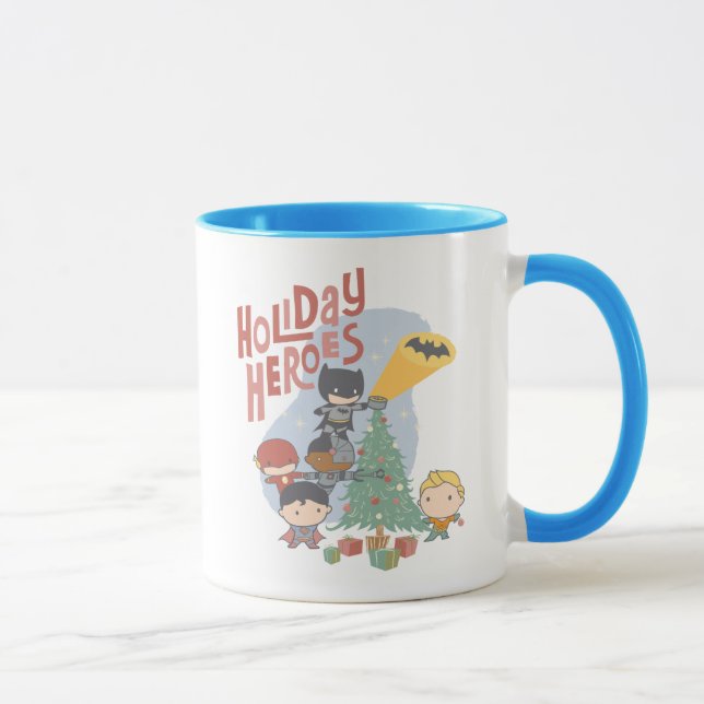 Die Gerechtigkeitsliga Chibi Holiday Tree Decorati Tasse (Rechts)