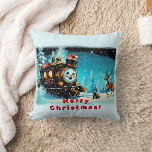 Die Geschenkbahn - Weihnachtslandschaft Kissen