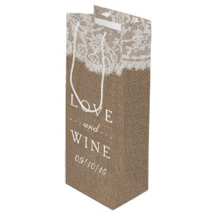 Die Geschenktaschen für die Burlap & Lace Wedding Geschenktüte Für Weinflaschen