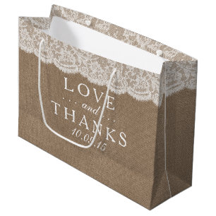 Die Geschenktaschen für die Burlap & Lace Wedding  Große Geschenktüte
