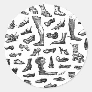 Die Geschichte der Schuhe Runder Aufkleber