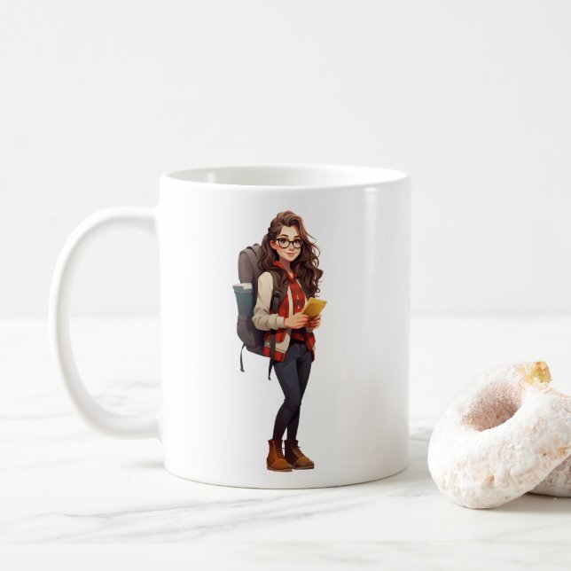 Die Geschichte eines Mädchens mit Brille Kaffeetasse (Mit Donut)