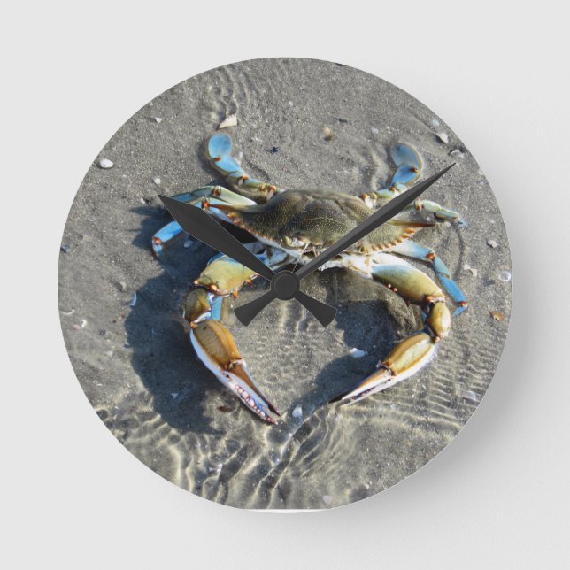 Die geschmackvolle blaue Krabbe! Runde Wanduhr (Vorderseite)