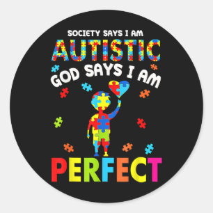 Die Gesellschaft sagt "Im Autistischen Gott" sagt Runder Aufkleber