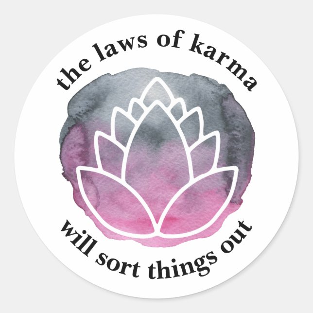 Die Gesetze von Karma White Lotus Inspirational Runder Aufkleber (Vorderseite)