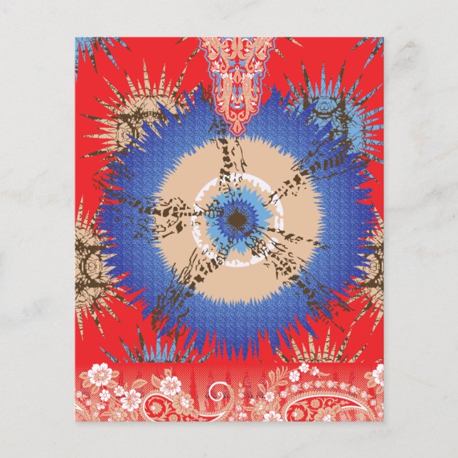 die Gestaltung eines roten Hintergrunds mit einem  Flyer (Vorne)