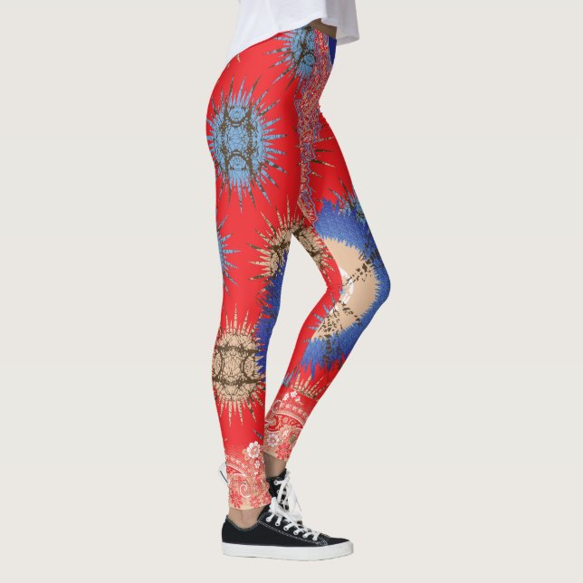 die Gestaltung eines roten Hintergrunds mit einem  Leggings (Rechts)