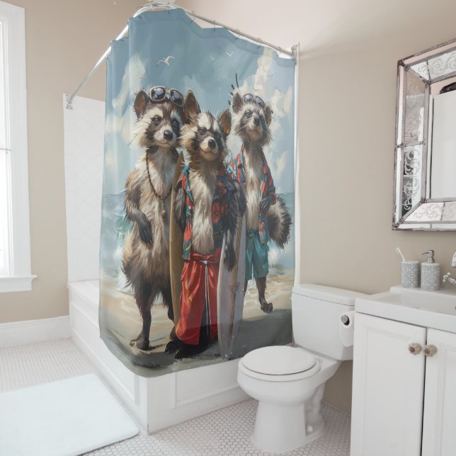 Die gestreiften Surfer sind soiree Duschvorhang (Beispiel)