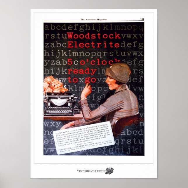 Die gestrige Woodstock Schreibmaschinenwerbung Poster (Vorne)