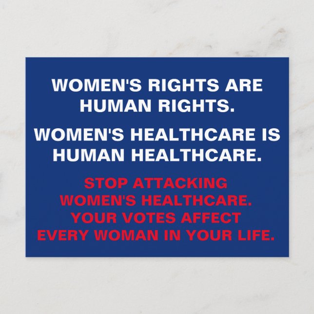 Die Gesundheitsfürsorge für Frauen ist die menschl Postkarte (Vorderseite)