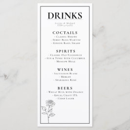 Die GETRÄNKE + schöner Text Zeitlos blühen Menükarte