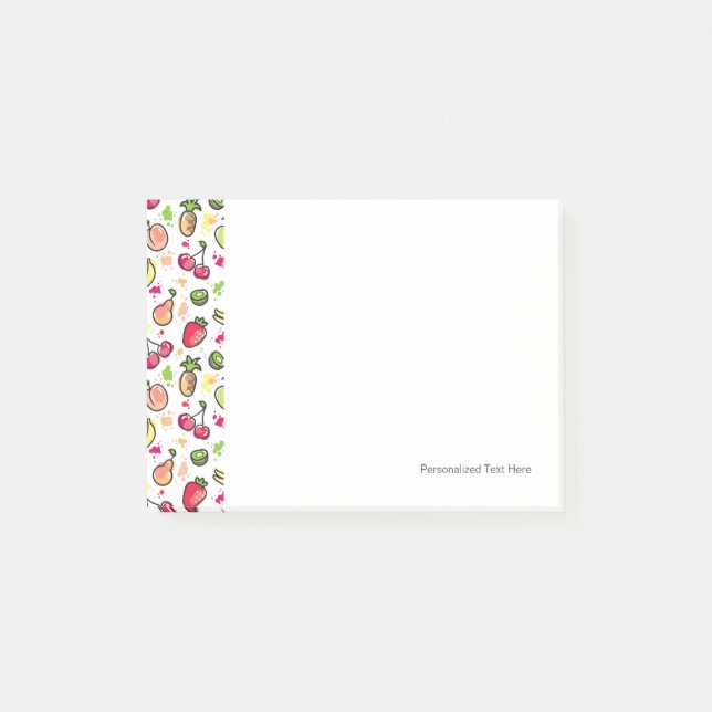 die gezeichnete Hand trägt Muster Früchte Post-it Klebezettel (Vorderseite)