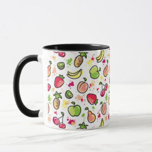 die gezeichnete Hand trägt Muster Früchte Tasse