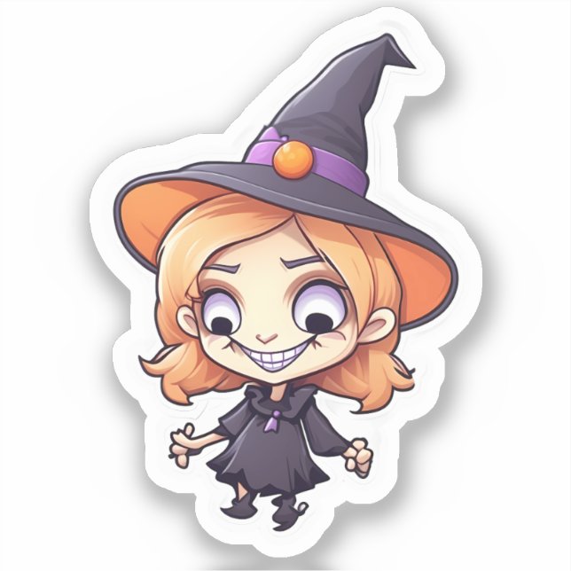 Die Giggling Coven: Glückliche Jagdhexe Aufkleber (Vorderseite)