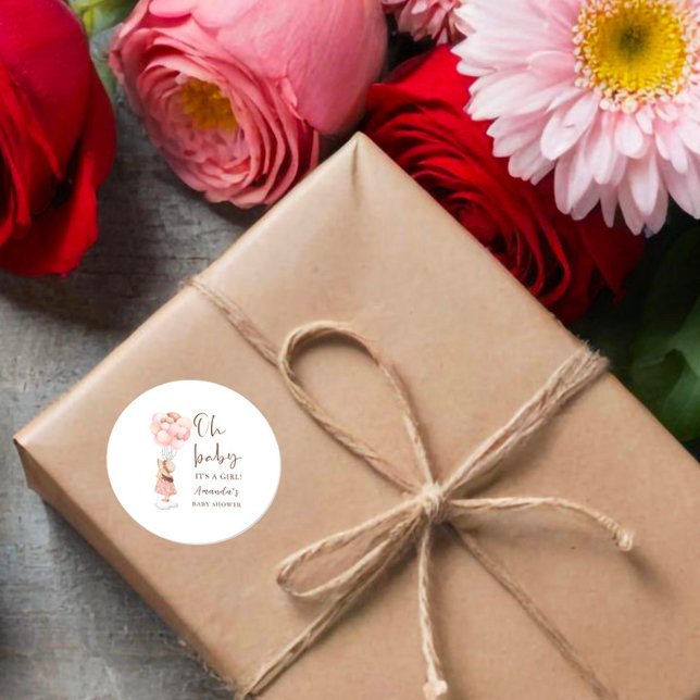 Die Girl Baby-Dusche mit Flying Balloon Runder Aufkleber (Von Creator hochgeladen)