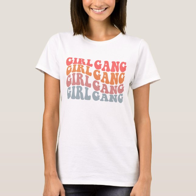 Die Girl Gang Trendy Hippie Typografie T-Shirt (Vorderseite)