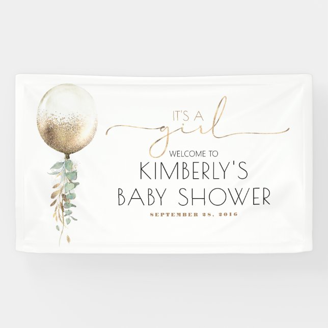 Die Girl Gold Balloon Baby Dusche Banner (Horizontal)