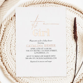 Die Girl Luxe Rose Gold Foil Babydusche Folieneinladung