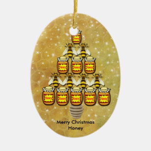 Die Glas-Weihnachtsbaum der Biene u. Honig-- Keramikornament